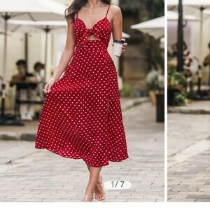 Cupshe Red and White Midi Dress
